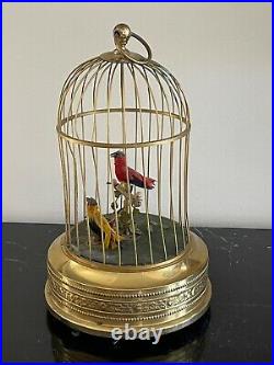 Vintage German Karl Griesbaum Cage Double Singing Birds Music Box Watch Video