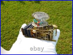Vintage German Singing Bird Box Musical Automaton Silver Metal Case With Key