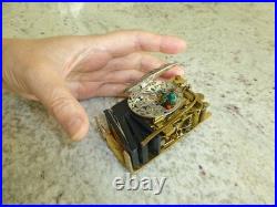 Vintage German Singing Bird Box Musical Automaton Silver Metal Case With Key