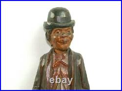 Vintage German Whistler Tramp Antique Black Forest Automaton Wood Statue AS-IS