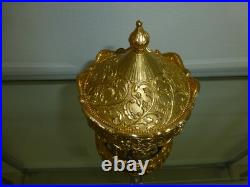 Vintage Gold Filled Carousel Music Box Antimony Horses 8 Mirrored Column