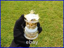 Vintage Gold Gilt Metal Carousel Music Box Antimony Horses Mirrored Column