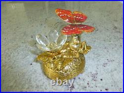 Vintage Gold Tone Butterfly Musical Automaton Music Box (Watch The Video)