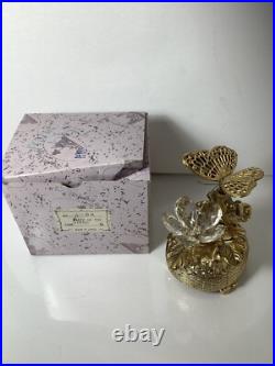 Vintage Gold Tone Butterfly Musical Automaton Music Box With The Box