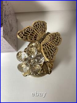 Vintage Gold Tone Butterfly Musical Automaton Music Box With The Box