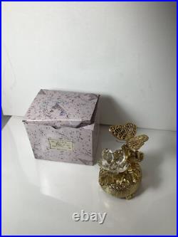 Vintage Gold Tone Butterfly Musical Automaton Music Box With The Box