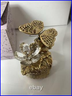 Vintage Gold Tone Butterfly Musical Automaton Music Box With The Box