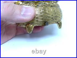 Vintage Gold Tone Metal Flapping Wing Hummingbird Rotating Rose Music Box