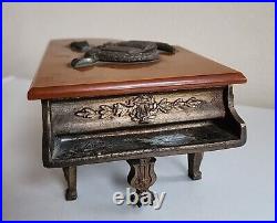 Vintage Grand Piano Music Jewelry Cigarette Box With Keyboard & Bakelite Top