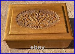 Vintage Hand Carved Thorens Music Box, 4 Songs, Switzerland, Jewelry Box