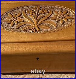 Vintage Hand Carved Thorens Music Box, 4 Songs, Switzerland, Jewelry Box