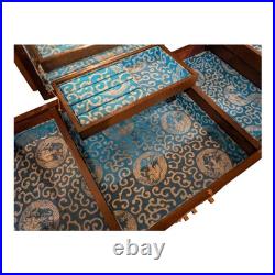 Vintage Hand Carved Wood Jewelry Box Chinese Oriental Asian Musical Music
