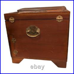Vintage Hand Carved Wood Jewelry Box Chinese Oriental Asian Musical Music