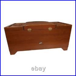 Vintage Hand Carved Wood Jewelry Box Chinese Oriental Asian Musical Music