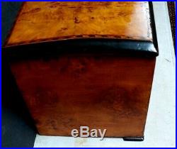 Vintage Hidden Bell Music Box, Cylinder Made Of Burl Light Wood. A Beauty