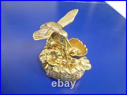 Vintage Hummingbird Automaton Music Box With Baby Chick Rare Model