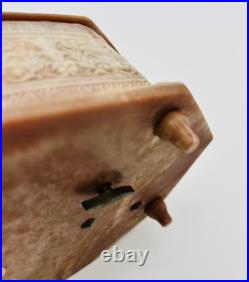 Vintage Incolay Stone Reuge Music Jewelry Box Pastoral 7 Caramel Marble Works