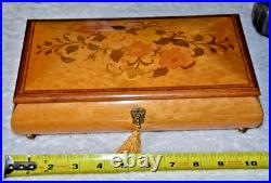Vintage Italian Burl Wood Musical Jewelry Box Sorrento Plays Torna a Surriento