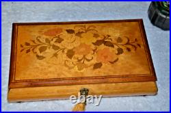 Vintage Italian Burl Wood Musical Jewelry Box Sorrento Plays Torna a Surriento