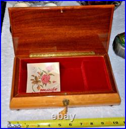 Vintage Italian Burl Wood Musical Jewelry Box Sorrento Plays Torna a Surriento