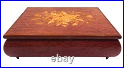 Vintage Italian Floral Marquetry Inlay Music Jewelry Box Swiss Mvmt. Dr. Zhivago