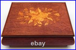Vintage Italian Floral Marquetry Inlay Music Jewelry Box Swiss Mvmt. Dr. Zhivago