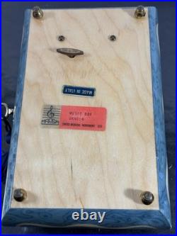 Vintage Italian Hand Crafted Natural Wood Reuge Musical Jewelry Box with Key