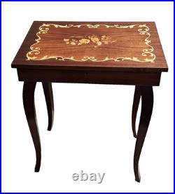 Vintage Italian Inlaid Floral Pattern Small Table Jewelry Music Box No Key 17