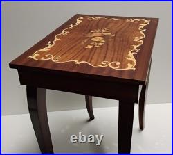 Vintage Italian Inlaid Floral Pattern Small Table Jewelry Music Box No Key 17