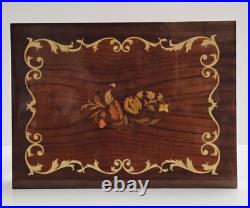 Vintage Italian Inlaid Floral Pattern Small Table Jewelry Music Box No Key 17