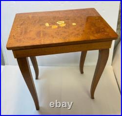 Vintage Italian Inlaid Marquetry Florentine Working Music Box Table 17 Tall
