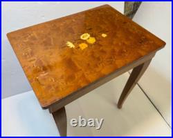 Vintage Italian Inlaid Marquetry Florentine Working Music Box Table 17 Tall