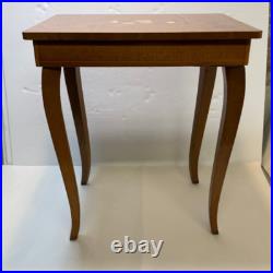 Vintage Italian Inlaid Marquetry Florentine Working Music Box Table 17 Tall