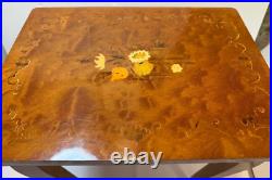 Vintage Italian Inlaid Marquetry Florentine Working Music Box Table 17 Tall