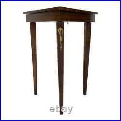 Vintage Italian Inlaid Triangular Music Box Table Floral Marquetry Design, Hid