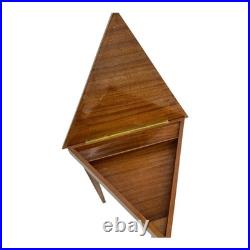 Vintage Italian Inlaid Triangular Music Box Table Floral Marquetry Design, Hid