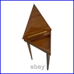 Vintage Italian Inlaid Triangular Music Box Table Floral Marquetry Design, Hid Vintage Italian Inlaid Triangular Music Box Table Floral Marquetry Design, Hid