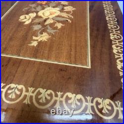 Vintage Italian Inlaid Wood Music Box Small End Table Musical Jewelry Box