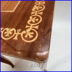 Vintage Italian Inlaid Wood Music Box Small End Table Musical Jewelry Box