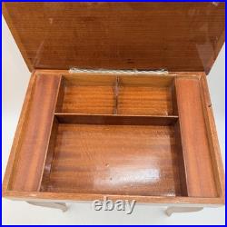 Vintage Italian Inlaid Wood Music Box Small End Table Musical Jewelry Box