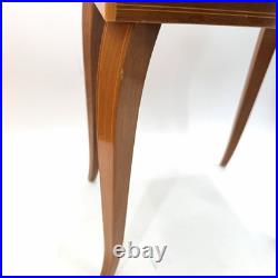 Vintage Italian Inlaid Wood Music Box Small End Table Musical Jewelry Box