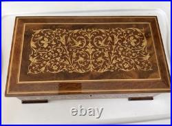 Vintage Italian Lacquered Wood Jewelry Music Box with Inlaid Flowers Santa Lucia