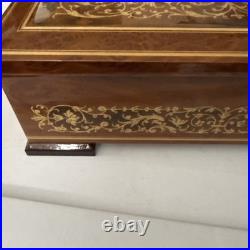 Vintage Italian Lacquered Wood Jewelry Music Box with Inlaid Flowers Santa Lucia
