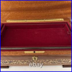 Vintage Italian Lacquered Wood Jewelry Music Box with Inlaid Flowers Santa Lucia