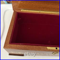 Vintage Italian Lacquered Wood Jewelry Music Box with Inlaid Flowers Santa Lucia