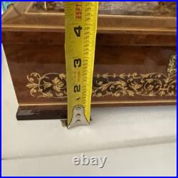 Vintage Italian Lacquered Wood Jewelry Music Box with Inlaid Flowers Santa Lucia