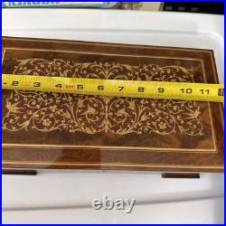 Vintage Italian Lacquered Wood Jewelry Music Box with Inlaid Flowers Santa Lucia
