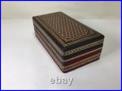 Vintage Italian Leather and Wood Jewelry Music Box Italy Costume Jewelry
