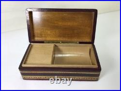 Vintage Italian Leather and Wood Jewelry Music Box Italy Costume Jewelry