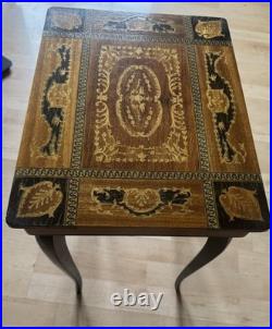 Vintage Italian Marquetry Music Box Side Table Sorrento Isola di Capri Rare